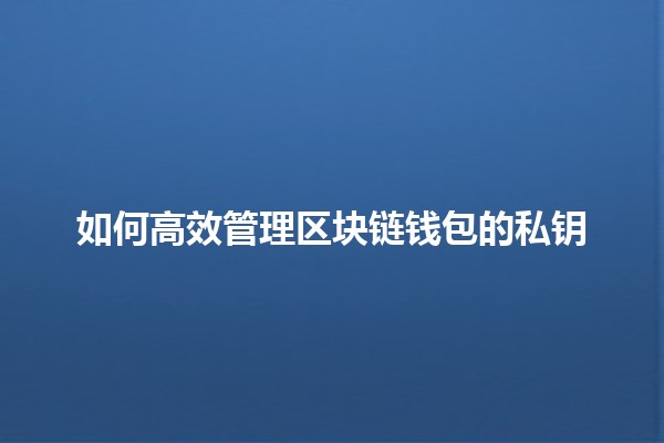 如何高效管理区块链钱包的私钥✨🔐