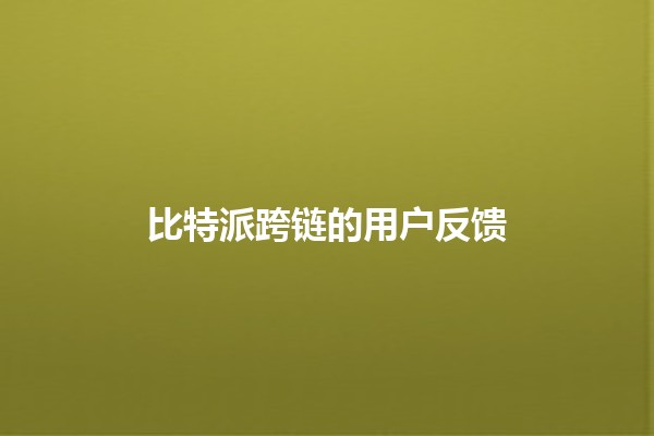 比特派跨链的用户反馈 📈💬
