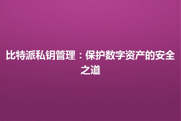 比特派私钥管理：保护数字资产的安全之道