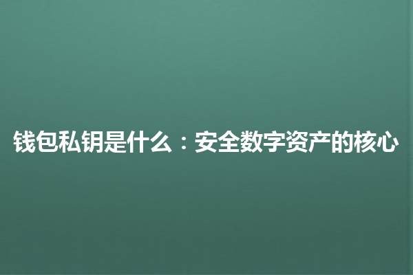 钱包私钥是什么：安全数字资产的核心