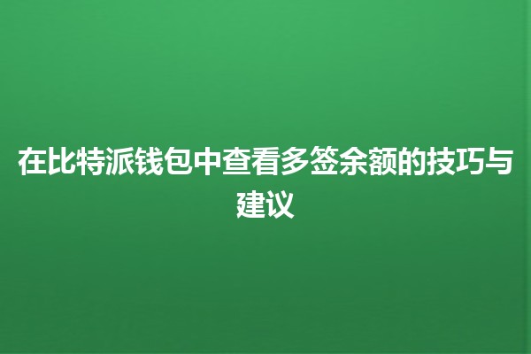 在比特派钱包中查看多签余额的技巧与建议🔑💰